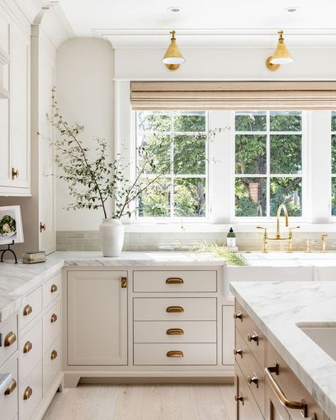 Traditional Millwork, Coastal Palette, Colonial Kitchen, Sea Scape, Condo Living, Unlacquered Brass, Kitchen Reno, Cottage Kitchen, Kitchen Window