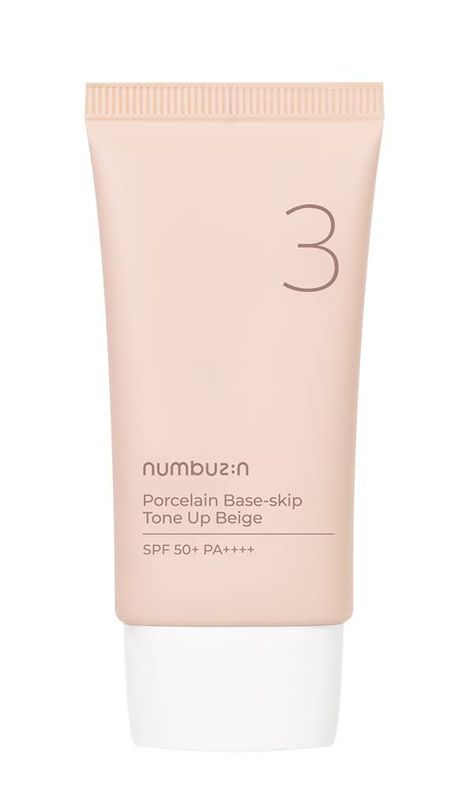 numbuzin No.3 Porcelain Base-skip Tone Up Beige, 1.69 fl oz / 50ml | Foundation, Sunscreen, Powder, 3 in 1 Sunscreen Powder, Sheer Makeup, Face Tone, Makeup Coverage, Tone Up Cream, Laura Mercier Tinted Moisturizer, Bumpy Skin, Too Faced Foundation, Tone Up