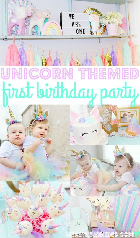 Unicorn Birthday Party Twin Girls First Birthday Unicorn Party Ideas | Beautiful Cases For Girls First Unicorn Birthday Party, Unicorn Themed 1st Birthday Party, Unicorn Theme First Birthday Party, Unicorn Birthday Party 1st Bday, Unicorn 1st Birthday Party Ideas, Baby Girl 1st Birthday Ideas, Pastel First Birthday Party, Pastel Unicorn Birthday Party, Unicorn 1st Birthday Party