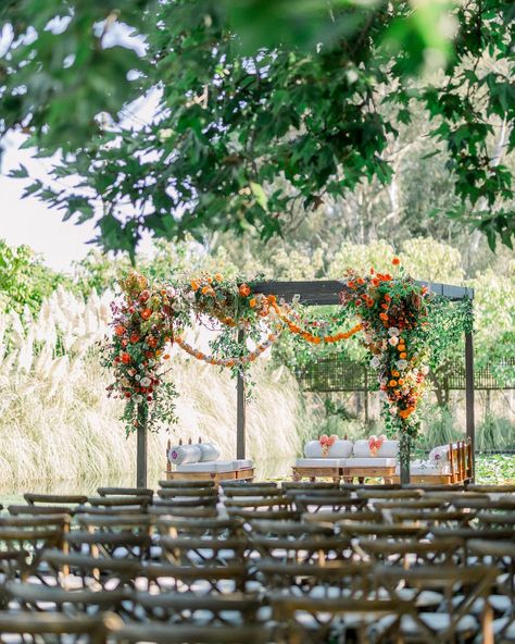 Cultural Event Rentals | Beautiful Wooden Mandap! . Picture: @usmanbphotography Florist: @cassia.foret Additional Rentals: @encoreeventsrentals Planner:… | Instagram Rustic Mandap, Wooden Mandap, Outdoor Mandap, Wedding 2025, Cultural Events, Event Rentals, Event Rental, Florist, Floral