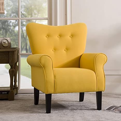 Yellow Accent Chairs, Single Apartment, Living Room Cushions, Yellow Living Room, Single Sofa Chair, Upholstered Accent Chairs, Modern Accent Chair, Accent Arm Chairs, Armchair Furniture