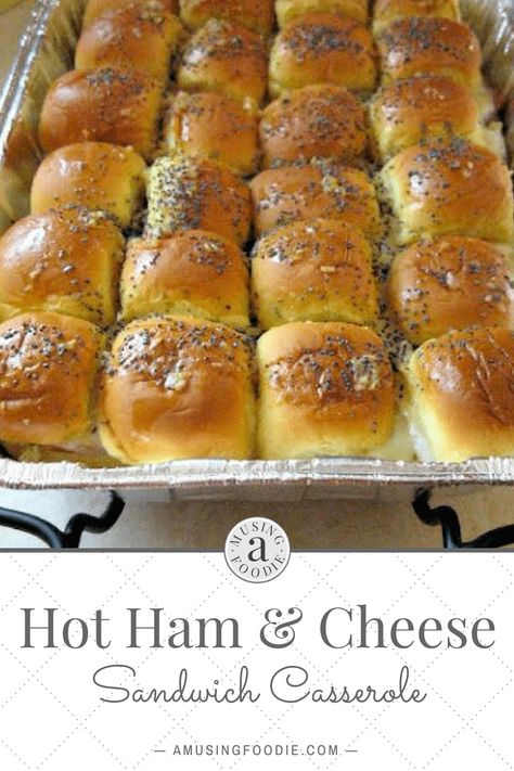 Baked Hot Ham and Cheese Sandwich Casserole | (a)Musing Foodie Sandwich Casserole, Hot Ham And Cheese, Ham Cheese Sliders, Baked Sandwiches, Savory Recipe, Party Sandwiches, Ham Sandwiches, Ham And Cheese Sandwich, Hot Sandwich