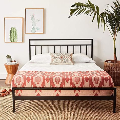 Amazon.com: Best Price Mattress Queen Bed Frame - Mission 10 Inch Heavy Duty Metal Platform Bed w/Headboard Mattress Foundation (No Box Spring Needed), Black: Kitchen & Dining Best Platform Beds, Full Bed Frame, Slatted Headboard, Twin Bed Frame, King Bed Frame, Queen Bed Frame, Metal Platform Bed, Mattress Frame, Wood Platform Bed