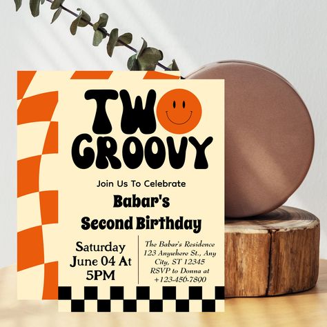 Retro Two Groovy Boy 2nd Birthday Smiley Face Invitation Two Groovy Boy 2nd Birthday Retro Smiley Face Invitation.. Two Groovy Retro Smiley Face Invitation Template Retro 2nd Birthday Party. Retro Smiley Face Hippie 70s Party Invitation Editable Digital Invite. #zazzle #zazzlemade Birthday Smiley Face, Birthday Smiley, Two Groovy Birthday, Boy 2nd Birthday, Two Groovy, Groovy Birthday, Hippie 70s, Face Template, 70s Party