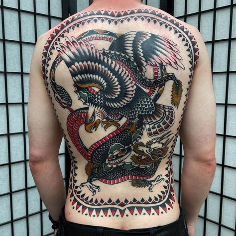 Johann Ingemar on Instagram: "Finished up Callum’s back the other day. Thanks so much for choosing me to do it mate. I would love to do more large scale traditional…" Battle Royale Tattoo, Choosing Me, Battle Royal, Birds Tattoo, Battle Royale, Thanks So Much, Body Mods, Tattoos And Piercings, Do More