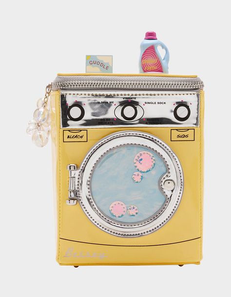 KITSCH SPIN ME CROSSBODY YELLOW | Washing Machine Handbag – Betsey Johnson Funky Purses, Mirrored Door, Novelty Purses, Betsey Johnson Clothes, Novelty Bags, Holiday Trends, Betsy Johnson, Cute Bags, Fun Bags