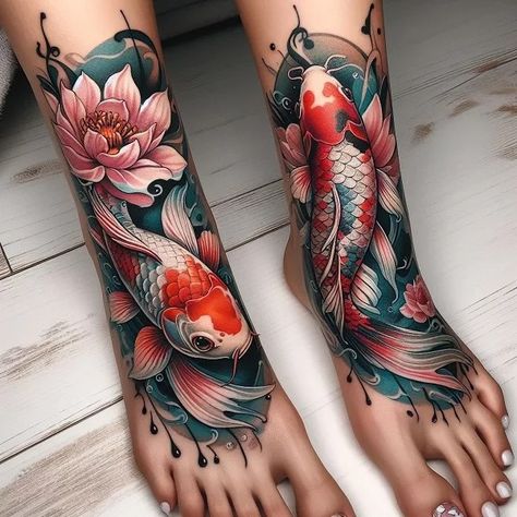 Koi fish tattoo design The Artistry Behind Koi Fish Tattoo Designs 3 Japanese Tattoo Art Koi Fish, Coy Fish Tattoo Women, Realistic Koi Fish Tattoo, Koi Fish Tattoo For Women, Pez Koi Tattoo, Dragon Koi Tattoo Design, Koi Fish Tattoo Design, Coy Fish Tattoos, Fish Tattoo Design