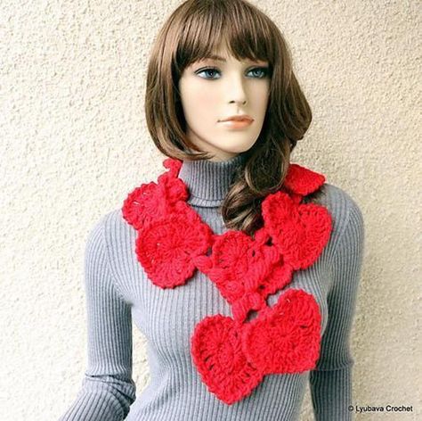 Valentine Hearts Crochet Scarf Lariat | Craftsy