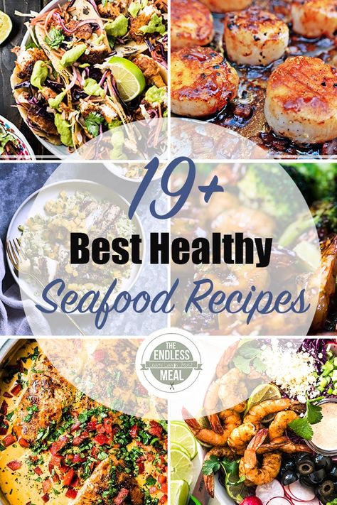 SAVE FOR LATER! The 19+ Best Healthy Seafood Recipes are delicious, easy to make, and full of flavor. Fish and seafood are so good for you and with this amazing list of recipes, you’ll never be bored! #theendlessmeal #seafood #shrimp #dinner #healthydinner #glutenfreedinner #whole30dinner #whole30seafood #paleo #paleodinner #easydinnerrecipes Healthy Seafood Dinners, Healthy Seafood Recipes, Grilled Salmon Salad, Seafood Dinner Recipes, Seafood Recipes Crab, Seafood Shrimp, Seafood Pasta Recipes, Seafood Recipes Healthy, Shrimp Dinner