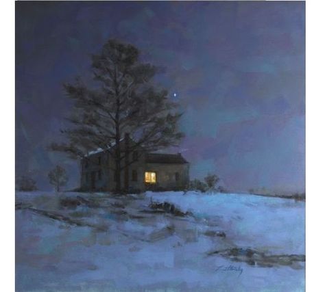 Facebook Winter Paintings, Art Haus, Night Scenes, Moonlight Painting, Night Illustration, Art Night, Painting Competition, Fancy Art, Night Landscape