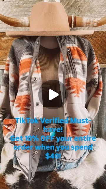 HustleNStyle on Instagram: "Our Gray Western Aztec Snap Buttoned Fleece Jacket is now TikTok verified and ready to elevate your fall wardrobe! 🍁 Featuring a bold Aztec print and cozy fleece, this jacket is perfect for layering up in your style. 🖤 ⚡️Shop Now and Get 10%OFF your entire order Sign up with your email to receive the DISCOUNT CODE (no spam, no newsletter -just savings) 👉link in bio check out fall outfits collection #tiktokhits #aztec #westernfashion #fleecejacket #fallfashion #cozyvibes #shopnow🛍 #10percentoff #trendingnow" Tiktok Verified, Western Aztec, Aztec Print, Fall Wardrobe, Trending Now, Discount Code, Fleece Jacket, Western Fashion, Link In Bio