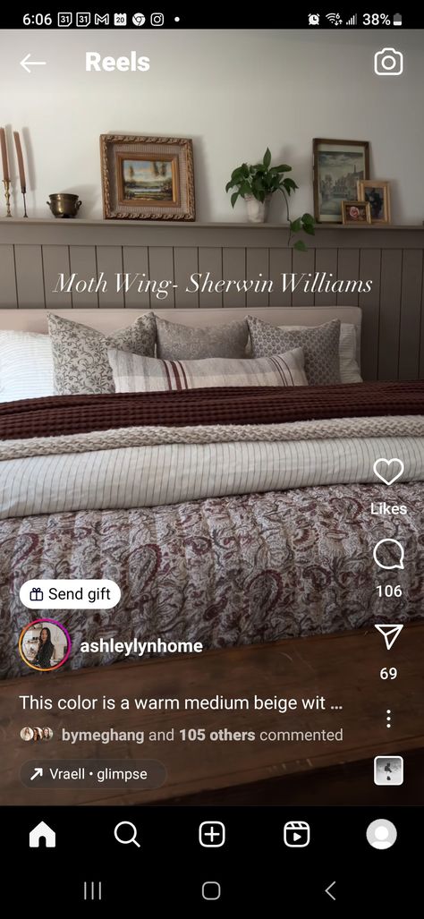 Antique Pewter Benjamin Moore Bedroom, Mothwing Sherwin Williams, Griffin Paint Sherwin Williams, Primary Bedroom Color Palettes, Sw Moth Wing, Sherwin Williams Moth Wing, Moth Wing Sherwin Williams, Sherwin Williams Night Owl, Sherwin Williams Urbane Bronze