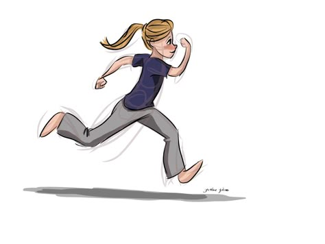 Digital running Girl sketch. By Yenthe Joline. Running Cartoon Drawing, Kids Running Illustration, Girl Running Drawing, Walking Drawing Reference, Walking Drawing, Woman Face Drawing, Learn To Draw Anime, Running Drawing, Running Illustration