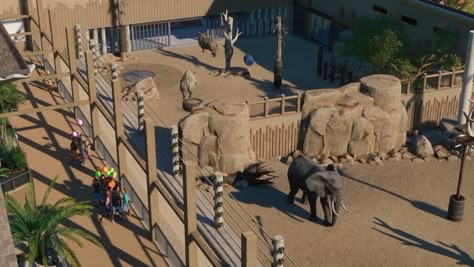 Planet Zoo Elephant Habitat, Planet Zoo Africa, Planet Zoo Exhibit, Planet Zoo Habitat Ideas, Zoo Concept Art, Zoo Habitat Ideas, Zoo Habitats, Interpretation Centre, Planet Zoo Habitat