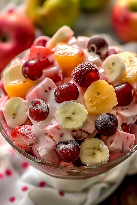 Delicious Fruit Salad Recipes, Cocktail Fruit Salad, Fruit Salad With Pie Filling, Classic Fruit Salad, Healthy Fruit Salad Clean Eating, Pioneer Woman Fruit Salad, Pomegranate Fruit Salad, Simple Fruit Salad Recipe, Brunch Fruit Ideas