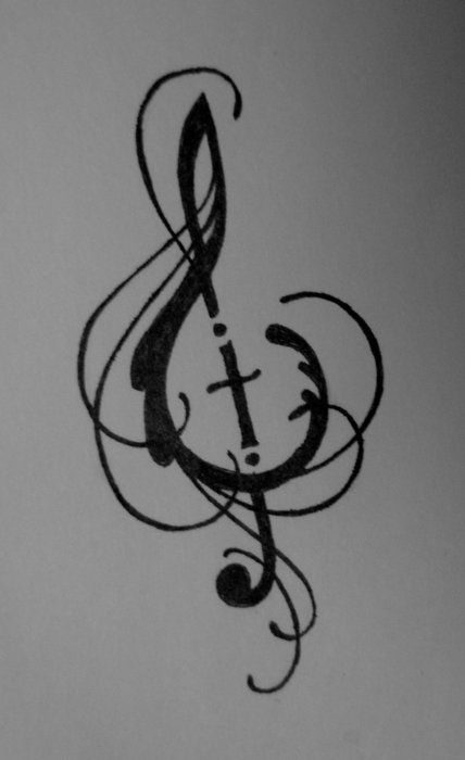 Like this....minus cross of course......maybe a heart in the middle? Music Symbol Tattoo, Tattoo For Baby Girl, Tattoo Wallpaper, Tattoo Son, Music Drawings, Geniale Tattoos, Music Symbols, Tattoo Sketch, Symbol Tattoos