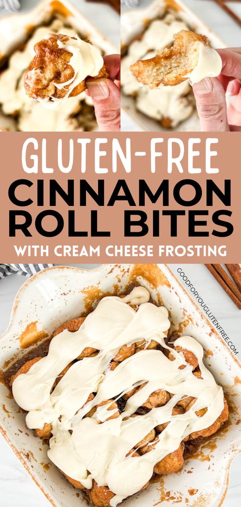 Cinnamon Rolls Bites, Gluten Free Fall Desserts, Cinnamon Roll Bites Recipe, Gluten Free Cinnamon Rolls Recipe, Gluten Free Crescent Rolls, Fall Desserts Gluten Free, Cinnamon Roll Bites, Cream Cheese Breakfast, Celiac Recipes