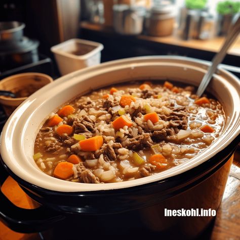 Ineskohl Kitchen, Beef And Barley Soup, Beef With Mushroom, Beef And Barley, Soup Store, Beef Barley, Beef Barley Soup, Barley Soup, Soup Crocks