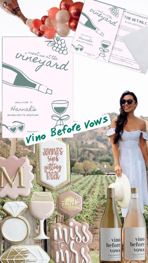 Vino before Vows Vino Before Vows, Wine Bachelorette Party, Bachelorette Bachelor Party, Bachelorette Party Planning, Bachelorette Themes, Bachelorette Trip, Bachelorette Party Themes, Wine Theme, Bridal Event