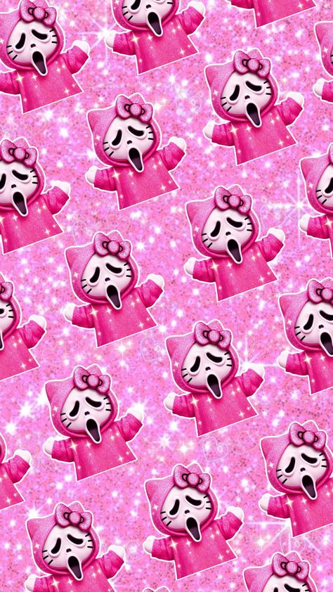 #scream #hellokitty #pink #glitter #wallpaper #halloween Scream Hello Kitty, Pink Glitter Wallpaper, Wallpaper Halloween, Glitter Wallpaper, Pink Glitter, Scream, Hello Kitty, Kitty, Glitter