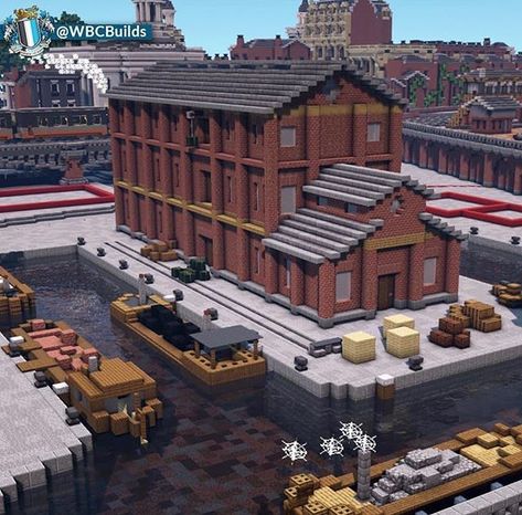 Cool Minecraft Worlds, Minecraft Dieselpunk, Brick Building Minecraft, Minecraft Brick Factory, Minecraft Warehouse Design, Minecraft Builds Modern, Minecraft Industrial Factory, Minecraft Factory Building Ideas, Minecraft Building Ideas Industrial