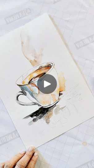 Coffee Watercolor Tutorial, Coffee Watercolor Painting, Cup Of Coffee Watercolor, Coffee Cup Watercolor Painting, Watercolor Art Coffee, Watercolour Coffee Cup, Watercolour Coffee Painting, Watercolor Art Coffee Cup, Watercolor Coffee Cup