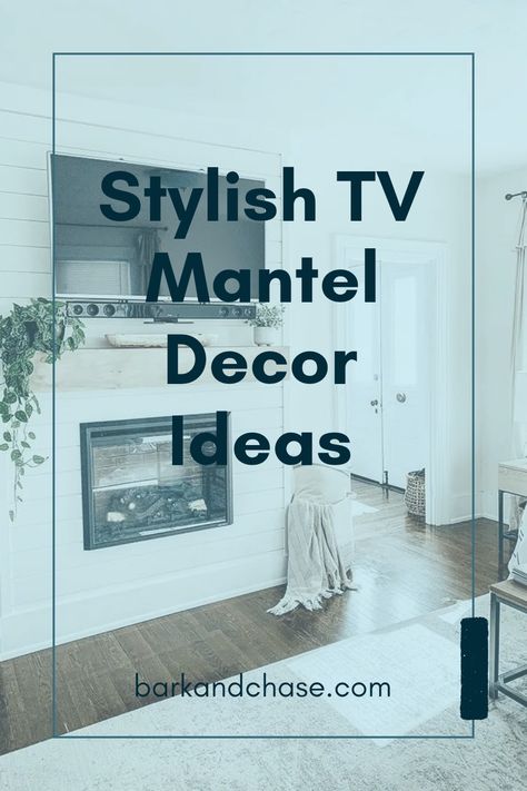 Discover stylish TV mantel decor ideas that enhance your home. This image showcases how to blend aesthetics and functionality in your living room's mantel area. Decorate Mantle Fireplace With Tv, Wall Niche Above Fireplace, Decorate A Mantel Ideas, Wood Mantel Decorating Ideas, Mantle Decor With Tv Modern, Fireplace Mantle Decor With Tv Modern, Modern Mantle Decorating Ideas With Tv, Narrow Mantle Decorating Ideas, Tv Over Mantle Decor