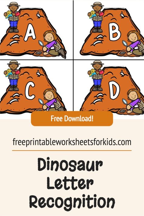 Young learners will dig up a card with a capital letter on it and then find the matching lowercase letter on the Letter-saurus dinosaur to color in! This fun free printable will be a hit with your preschoolers and kindergarteners and it can be used any time of the year. #dinosaurprintable #dinosauractivity #learningthealphabet #letterrecognition Dinosaur Alphabet Activities Preschool, Dinosaur Name Activities Preschool, Dinosaur Letters Free Printables, Dinosaur Alphabet Printables Free, Dinosaur Literacy Activities Preschool, Dinosaur Alphabet Letters, Alphabet Activities For Preschool, Letter Matching Preschool, D Is For Dinosaur