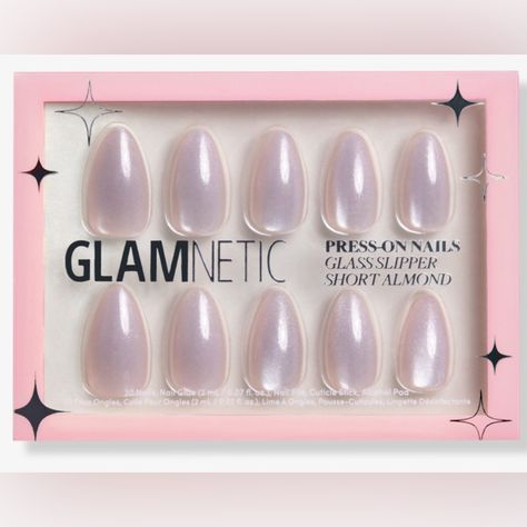 Glass Slipper Short Almond Press On Nails Glamnetic Glamnetic Nails, Short Almond Shape, Holiday Skin, Almond Press On Nails, Clinique Pop, Nail Remover, Short Almond, Cream Contour, Best Lipsticks