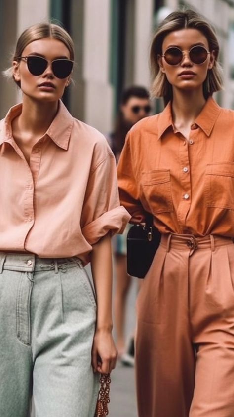 Apricot Outfit Ideas, Summer Minimalist Outfit, Peach Outfit, Apricot Crush, Peach Clothes, Street Couture, Coral Outfit, Comfy Summer Outfits, Minimalistic Outfits