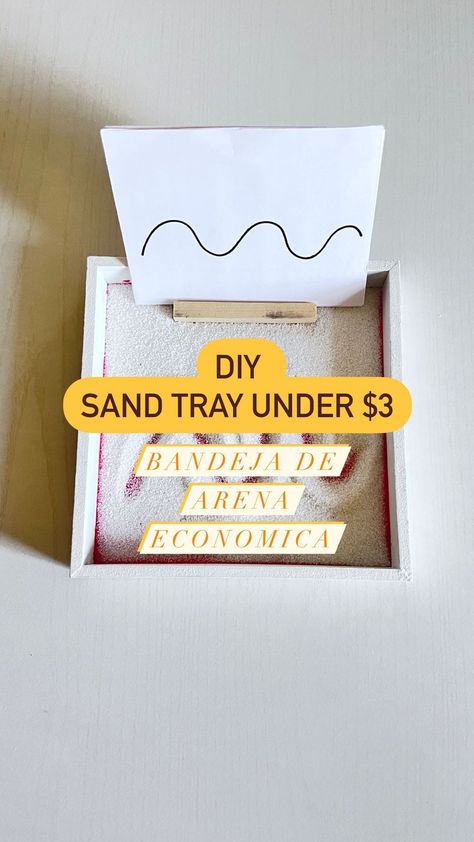 montessori.on.a.budget on Instagram: DIY sand tray 👀🧠When the senses are included, it is so much easier to learn, in this case, child can feel the sand while looking at the… Sand Trays For Writing, Sand Writing Tray, Diy Sand Tray Writing, Montessori Sand Tray, Diy Sand Writing Tray, Sand Tray Activities, Diy Sand Tray, Montessori Reading, Prewriting Activities