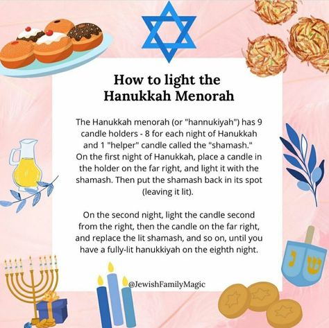 How to Light the Hanukkah Menorah | December | Winter | JewishFamilyMagic Hannukah Activities, Happy Hanukkah Images, Hanukkah Decorations Diy, Hanukkah Activities, Hannukah Crafts, Hannukah Decorations, Hanukkah Blessings, First Night Of Hanukkah, Moving Advice