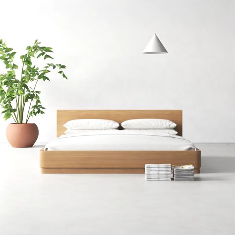 Tallulah Bed | AllModern Japanese Bed, Full Headboard, Solid Wood Platform Bed, Solid Wood Bed, Bed Rails, Wood Platform Bed, Contemporary Bed, Wood Beds, Bedroom Collection