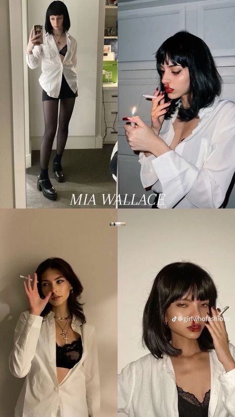 Mis Wallace Costume, Mia Wallace Outfit, Disfraz Mia Wallace, Mia Wallace Halloween Costume, Mia Wallace Costume, Diy Birthday Crafts, Uni Outfit, 90s Outfits, Movie Outfits