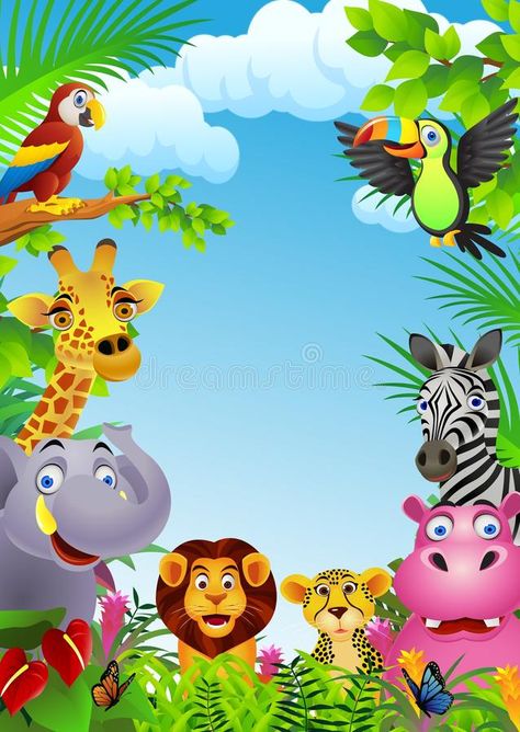 Cartoon Sea Animals, Animal Theme Birthday, Cartoon Download, Jungle Theme Birthday, Jungle Illustration, Animals Crossing, Zoo Party, Jungle Birthday, Jungle Party