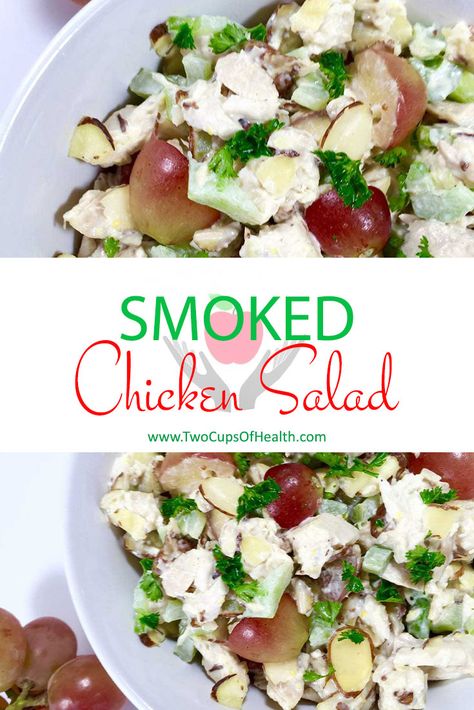 Smoked chicken salad: colorful, quick and healthy. Make this quick nourishing salad for your family, or just to enjoy for yourself. #smokedchicken #chickensalad #healthyeating Smoked Chicken Pasta Salad, Smoked Chicken Salad Recipe, Brave Food, Cold Sides, Smoked Chicken Salad, Constantly Hungry, Tasty Dinner Recipes, Grilled Side Dishes, Dinner Lunch Ideas