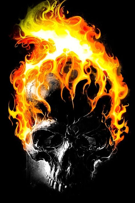 Ghost Rider Drawing, Ghost Rider Tattoo, Motocykle Harley Davidson, Ghost Rider Wallpaper, Skull Fire, Skull Art Drawing, Skull Pictures, Flame Art, Skull Artwork