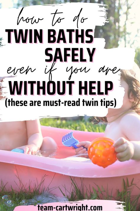 Text: How To Do Twin Baths Safely even if you are Without Help (these are must-read twin tips)
Picture: twins in a pink bathtub with bath toys Twin Bath Time, Twin Hacks, Bathing Tips, Bath Tips, Twins Schedule, Feeding Twins, Sleeping Twins, Breastfeeding Twins, Newborn Schedule