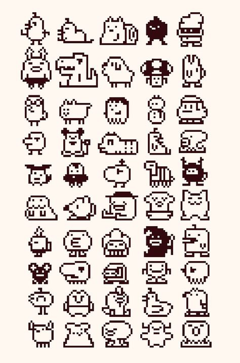 16 By 16 Pixel Art, 16 Pixel Character, 1 Bit Pixel Art Character, 16 Bit Pixel Art Character Design, 8 Bit Pixel Art Character Design, Tamagotchi Pixel Art, 1bit Pixel Art, 16 Pixel Art, Gameboy Pixel Art