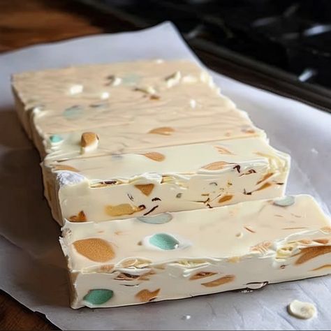 Decadent Nougat Bars Recipe Nougat Bars Recipe, 4 Ingredient Nougat Bars, How To Make Nougat, French Nougat Recipe, Almond Nougat Recipe, French Nougat, Nougat Bars, Cheeseburger Meatloaf Recipes, Nougat Recipe