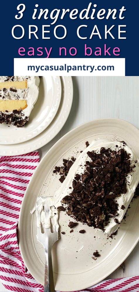 This simple 3 ingredient Oreo cake is the perfect fuss-free dessert. With easy shortcuts and a no-bake attitude, you will be making this delicious recipe over and over again. 3 Ingredient Oreo Cake, Oreo Trifle, Trifle Cake, Cake Recipes Easy, Bake Cake, Crushed Oreos, Vegetarian Cake, Cake Baking Recipes, Chocolate Sandwich