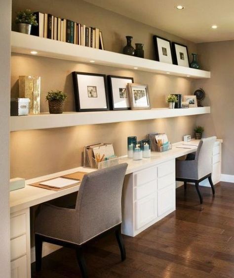 Two Desks, Mesa Home Office, Tiny Home Office, Interior Kantor, Outfit Office, Cozy Home Office, Contemporary Home Office, Diy Casa, Bureau Design