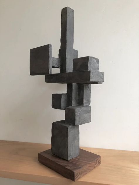 small brutalist sculpture / X+L Shape Practice, Brutalist Sculpture, Brutalist Furniture, Brutalist Interior, Opt Art, Stone Furniture, Brutalist Buildings, Architectural Sculpture, Brutalist Design