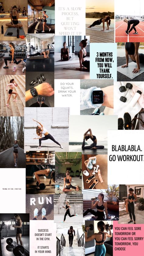 #aesthetic #fitness #fitnessmotivation #gym #inspiration #motivation #quotes #workout #running #yoga #collage Fitness Collage, Motivation Wallpaper Aesthetic, Gym Motivation Wallpaper, Fitness Motivation Wallpaper, Fitness Vision Board, Gym Wallpaper, Fitness Wallpaper, Better Lifestyle, Motivation Wallpaper