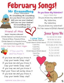 February songs and finger plays! This resource can be used for circle time in a daycare, preschool, Pre-K, or Kindergarten classroom. This is also a great resource to send home with children to sing the seasonal songs with their families. Valentines Day Fingerplays, Valentine Fingerplays, Valentine’s Day Circle Time, Valentines Circle Time, February Themes For Toddlers, Finger Plays For Toddlers, February Song, February Lesson Plan, February Lessons