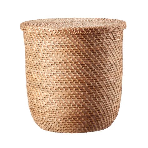 The Container Store Rattan Bins with Lid Baskets With Lids, Storage Baskets With Lids, Decorative Storage Boxes, Basket With Lid, The Container Store, Container Store, Furniture Maker, Functional Storage, Cotton Blankets