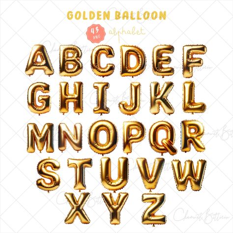 Balloon Font Alphabet, Golden Balloon Decoration, Balloon Letters Drawing, Autumn Ball, Lettering Idea, Foil Letter Balloons, Architect Data, Number Clipart, Balloon Font