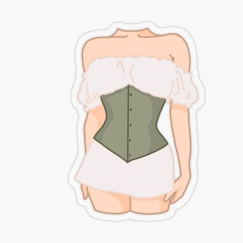 "sage green corset" Sticker by Juliaafterhours | Redbubble Corset Illustration, Corset Drawing, Xhosa Attire, Green Corset, Green Sticker, Anatomy Sketches, Easy Doodle Art, Funny Comments, Sketches Easy