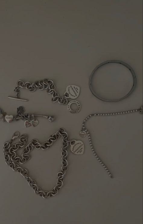 Tiffany’s silver jewelry. That girl silver jewelry Silver Girl Aesthetic Jewelry, Streetwear Jewelry Silver, Silver Jwellary Aesthetic, Silver Jewelry Outfit Ideas, Silver Jewelry Aesthetic Black Women, Silver Girl Aesthetic, Stargirl Jewelry, Jewellery Essentials, Chunky Silver Jewellery