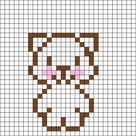 Milk And Mocha Pixel Art, Pixel Art Bear, Bear Pixel Art, Minecraft Perler Bead Patterns, Milk And Mocha, Easy Pixel Art, Pixel Art Templates, Pony Bead Patterns, Mermaid Drawings